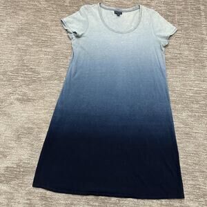 Pure Jill Indigo Dress Womens Small Blue Ombre Short Sleeve Casual Soft Cotton